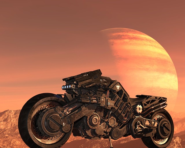 Download free HD stock image of Motorcycle Futuristic Free motorcycle futuristic planet illustration