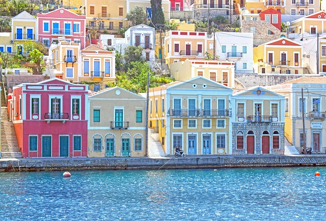 houses, town, port, harbor, symi, greece, architecture, neoclassic, colorful, greek, island, greek islands, symi, symi, symi, symi, symi, greece