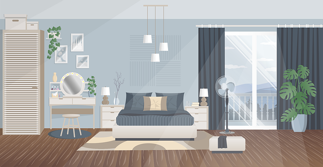 Free bedroom room flat vector