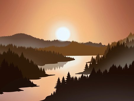 Landschaft, Berg, Sonnenuntergang, Natur