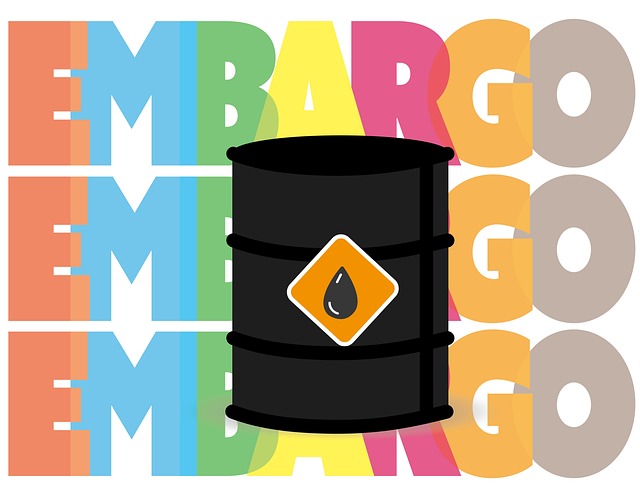 Embargo, Stopp, Schriftzug, Hintergrund