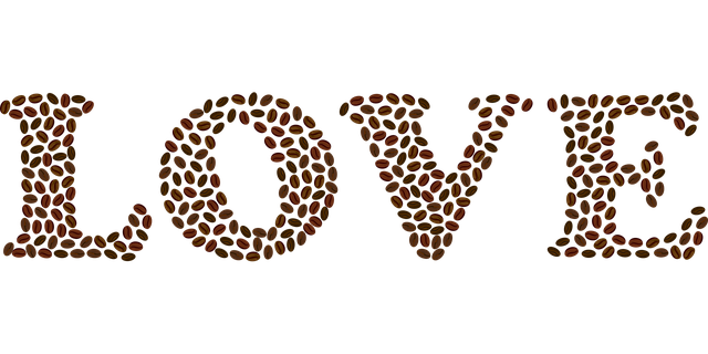 Free coffee beans love typography vector