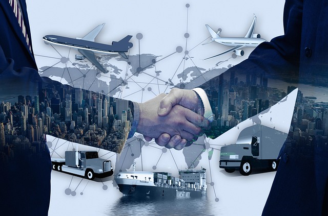 Free handshake business deal globalization illustration