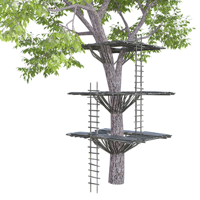 Free tree house tree timber construction illustration