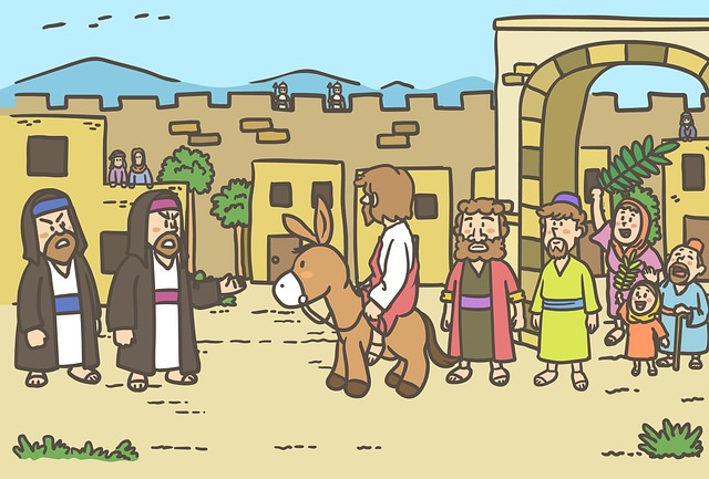 Free gospel palm sunday christian illustration