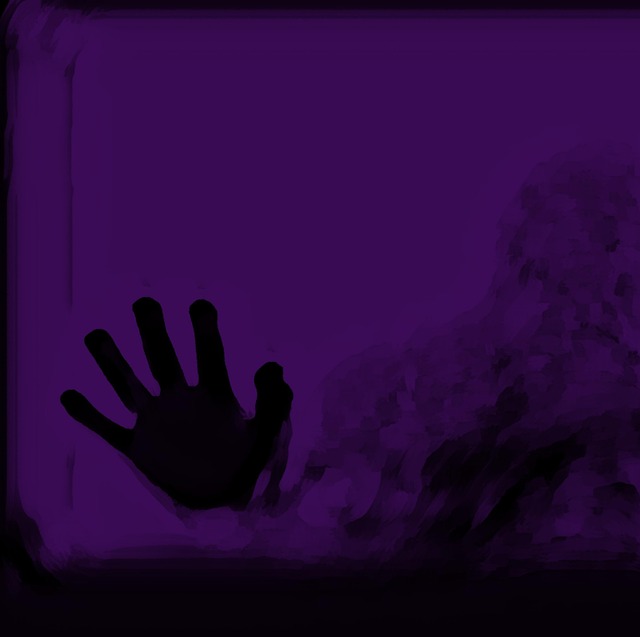 Free hand on the window ghost horror illustration