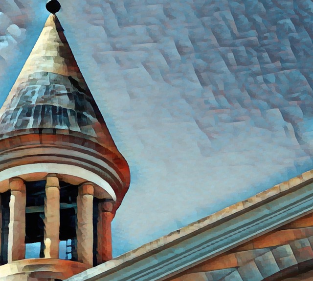 Free church church tower construction illustration