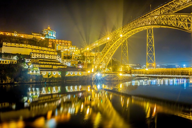 Portugal, Puente, Noche, Velada, Tarde