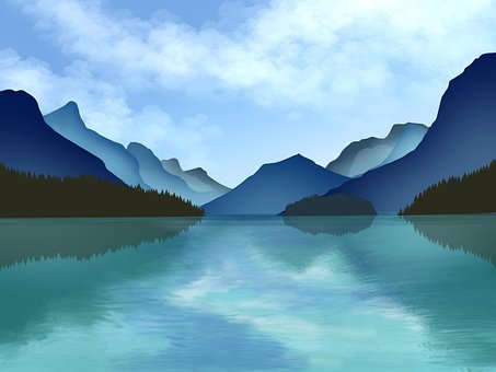 Berge, See, Hintergrund, Reflexion