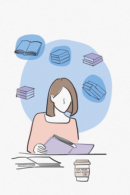 Free woman reading book illustration
