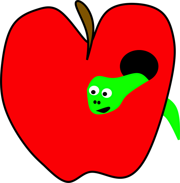 Free apple red worm illustration