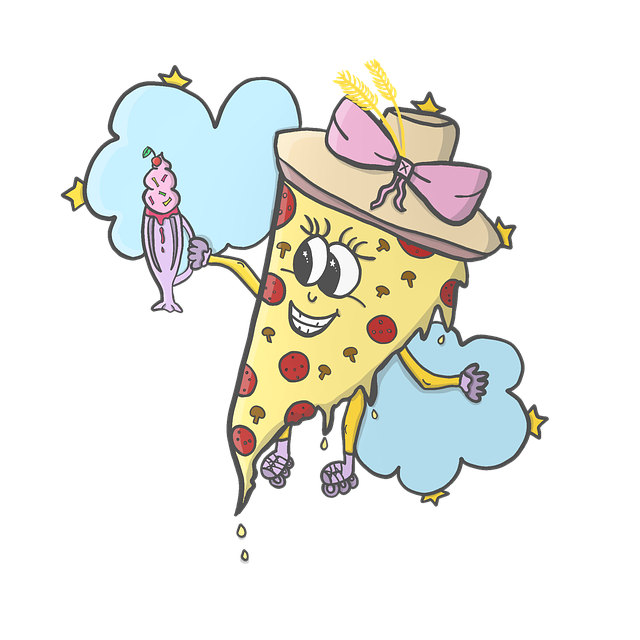 Free the pizza cute milk shake illustration