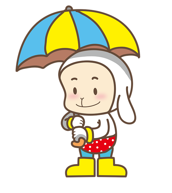 Free cartoon bunny umbrella cartoon character illustration