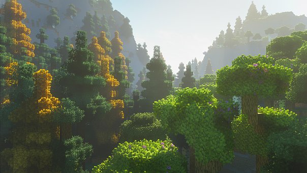 Minecraft, Les, Smrk, Dub, Azalka, Dřevo