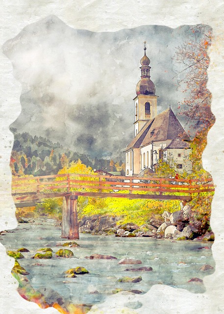 Free church river stream illustration