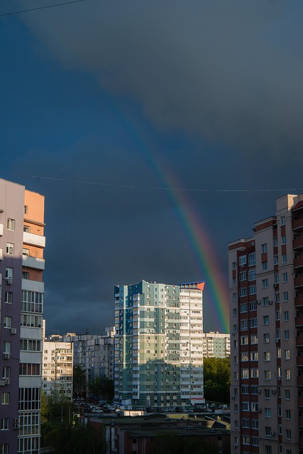 Stad, Regen, Regenboog, Wolken, Reizen