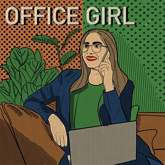Oficina, Portátil, Mujer, Negocio