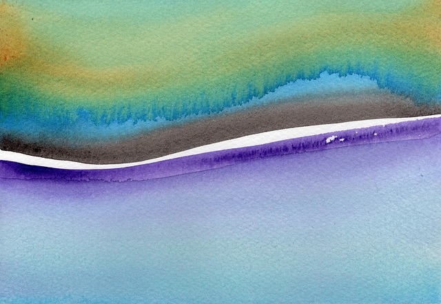 水彩, 绘画, 艺术, 背景, 抽象, 景观, 波浪, 坡度