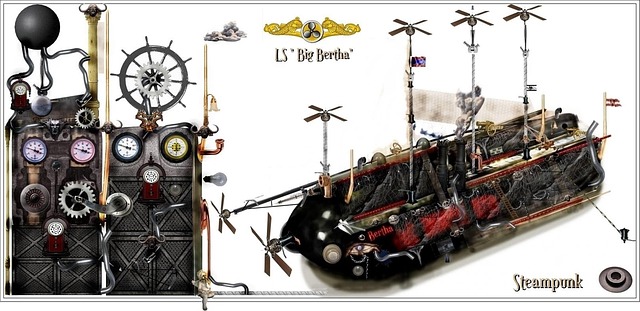 Free airship steampunk fantasy illustration