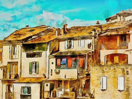 Frankreich, Provence, Stadt, Häuser