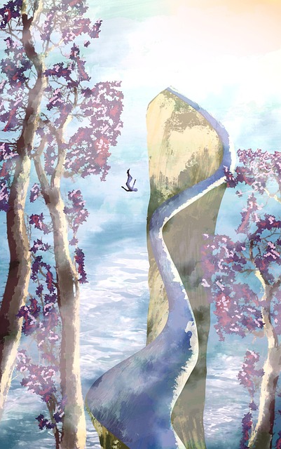 Free nature falling ocean illustration