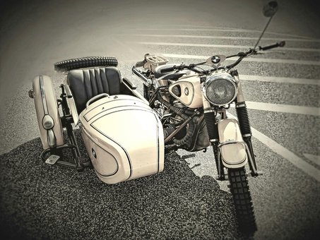 Motocicleta, Sidecar, Bmw, Viejo Modelo
