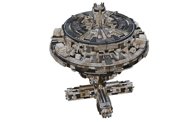 Free space station spaceship sci-fi illustration