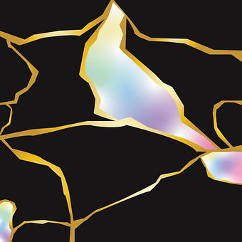 Kintsugi, Marmor, Gull, Gylden, Japansk