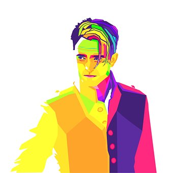 Arte, Hombre, Retrato Colorido, Diseño