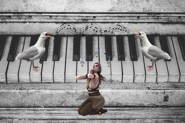 Free piano music woman illustration