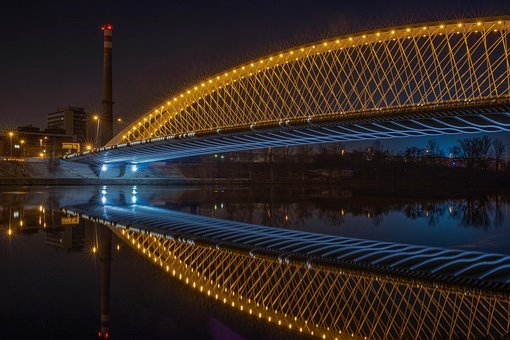Brilhar, Luzes Da Ponte, Raio, Noite