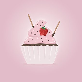 Erdbeer Cupcake, Cupcake, Gebäck