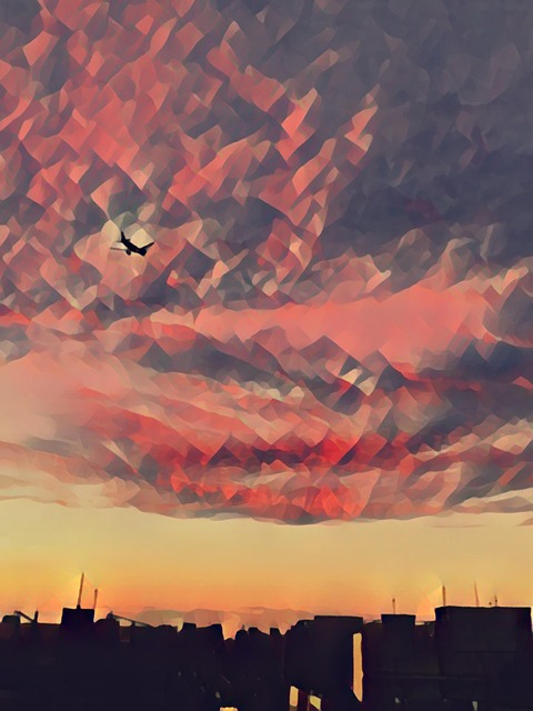 Stadt, Horizont, Himmel, Flugzeug, Natur