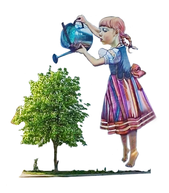 Free tree girl young illustration