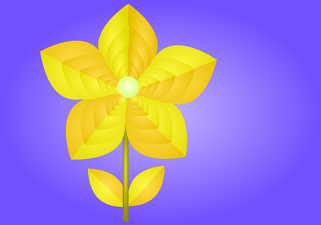 Blomst, Gul Blomst, Blå Bakgrunn