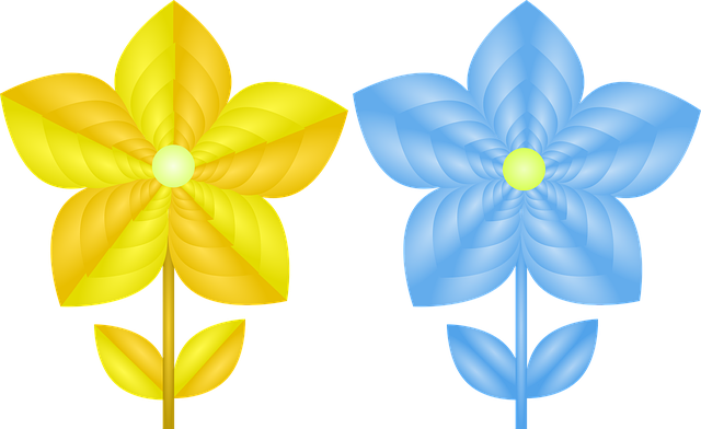 Free flowers yellow flower light blue flower vector