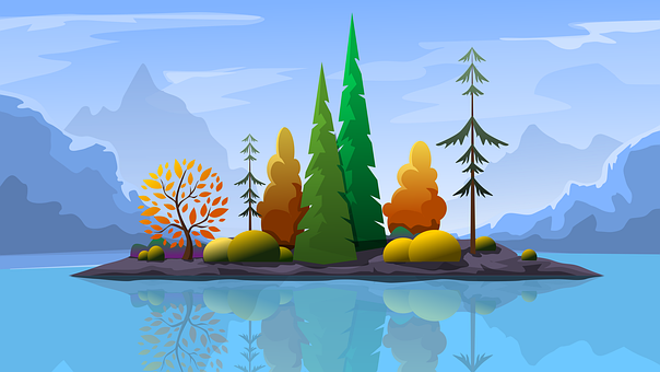 Free Island Lake illustration and picture