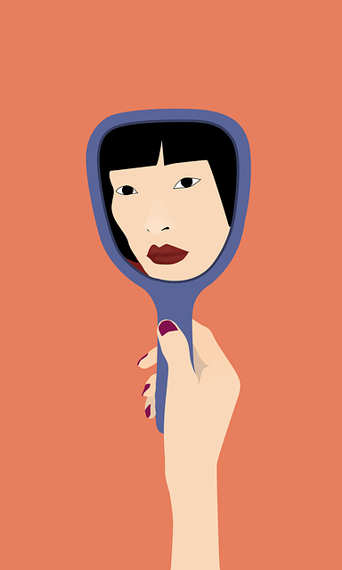 Free woman asian mirror illustration