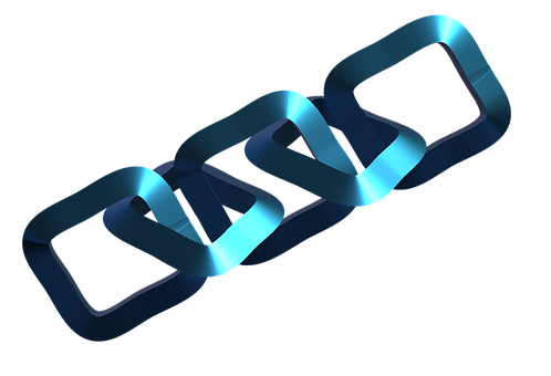 Azul, Corrente, Links, Quatro, 3D