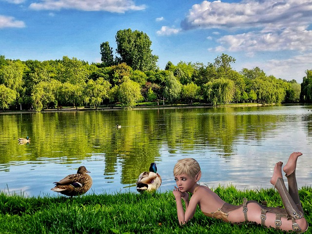 Duende, Patos, Lago, Bosque, Naturaleza