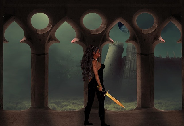 Download free HD stock image of Warrior Woman Free warrior woman castle illustration