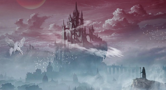 Free castle clouds fantasy illustration