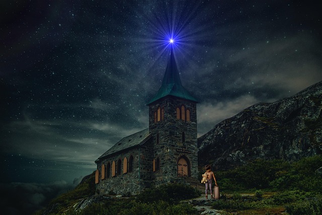 Free church cathedral star illustration
