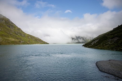 Meer, Bergen, Wolken, Water, Natuur