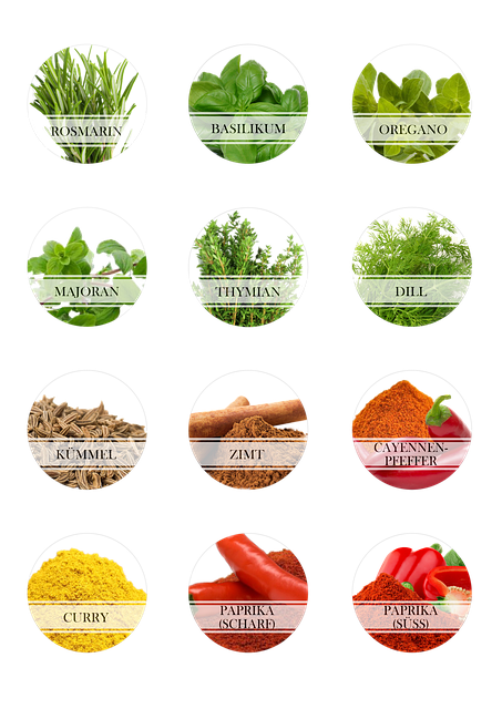 Free label seasoning herbs illustration