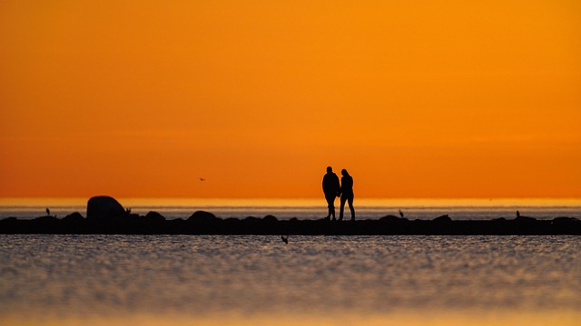 Casal, Amor, Mar, Oceano, Andando, Praia