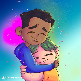 Liebe, Paar, Schneiden, Karikatur, Bunt