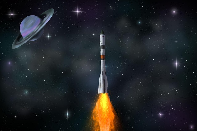Download Rocket Ship, Space, Saturn. Royalty-Free Stock Illustration