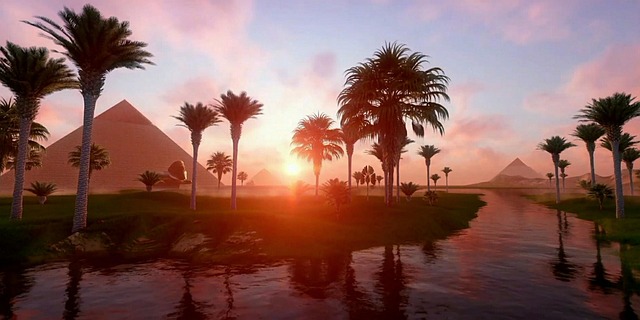 Free pyramids nature nile river illustration