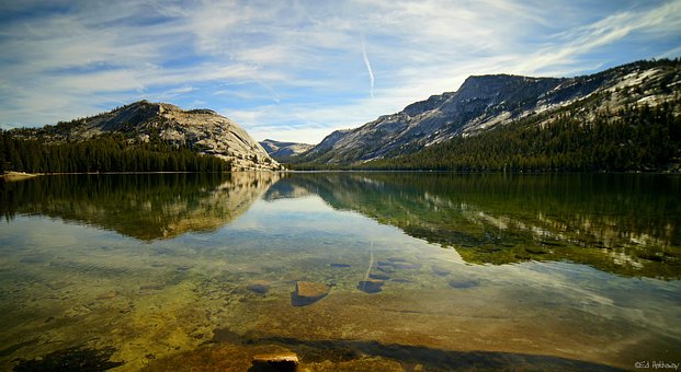 Reflexión, Yosemite, Lago, Naturaleza
